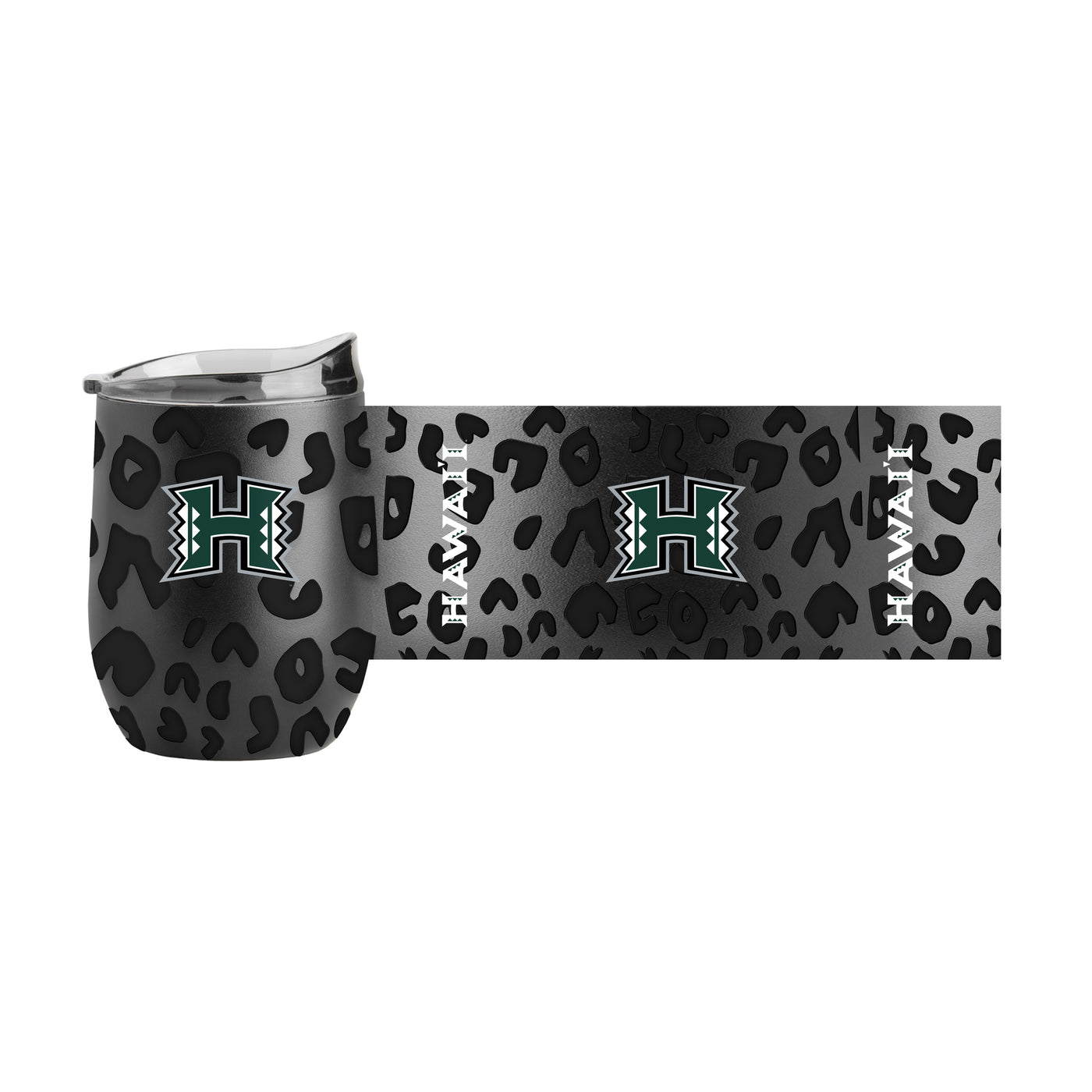 Hawaii Leopard 16oz Black Powdercoat Curved Beverage