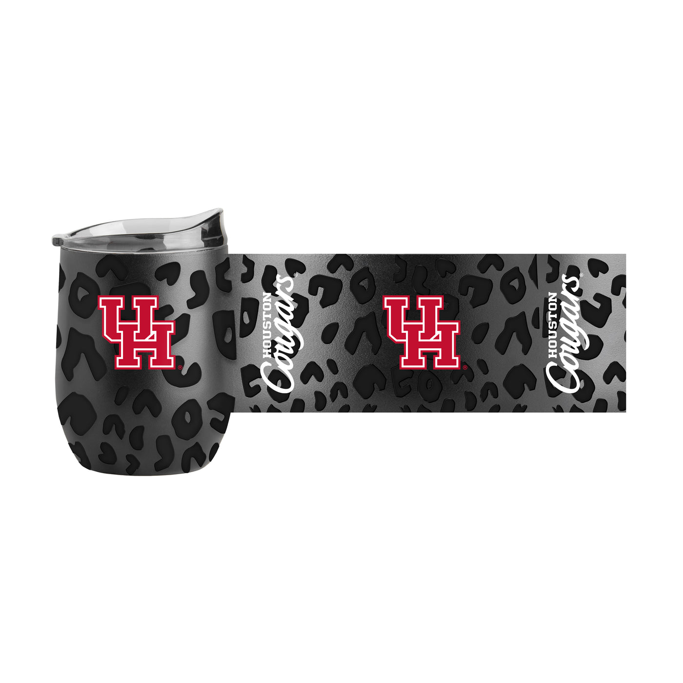 Houston Leopard 16oz Black Powder Coat Curved Beverage - Logo Brands