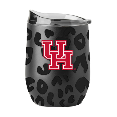 Houston Leopard 16oz Black Powder Coat Curved Beverage - Logo Brands