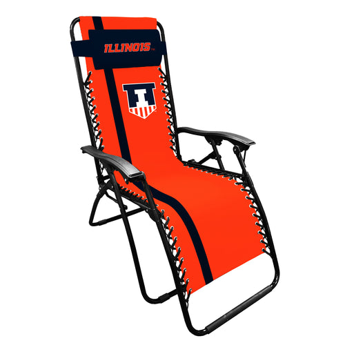 Illinois Zero Gravity Lounger by Logo Brands, a comfortable outdoor furniture chair with adjustable reclining features.