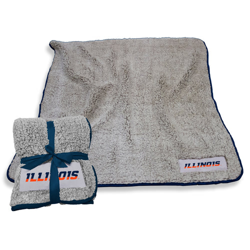 Illinois Frosty Fleece blanket by Logo Brands, soft and cozy with a winter-themed snowflake design, perfect for cold weather.