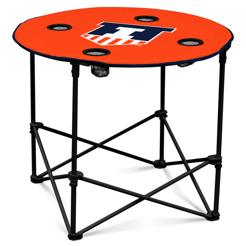 Round Illinois table by Logo Brands, showing a sturdy wooden furniture piece with a smooth, polished surface and classic design.