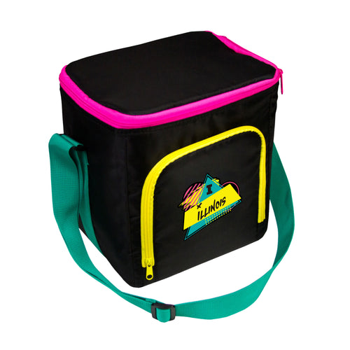 Illinois Rad Cooler by Logo Brands, a portable insulated cooler with vibrant team logo design, perfect for outdoor events.