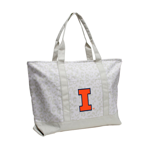 Leopard pattern tote bag by Logo Brands featuring spacious design and sturdy handles for everyday use.