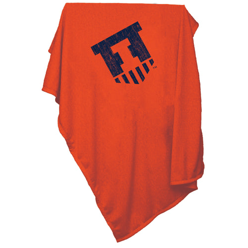 Illinois Sweatshirt Blanket by Logo Brands, soft fleece blanket with Illinois logo print, perfect for cozying up.