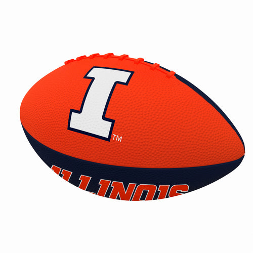 Junior size Illinois Pinwheel rubber football by Logo Brands, showing vibrant colors and textured surface for recreational play.