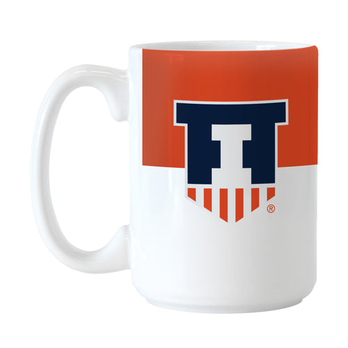 Illinois 15oz colorblock sublimated mug by Logo Brands, featuring vibrant colorblock design and sturdy ceramic drinkware.
