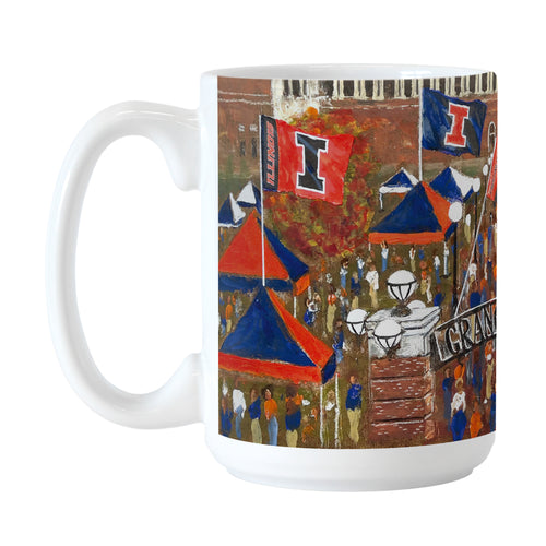 Illinois 15oz collector sublimated mug featuring the Illinois logo on durable drinkware by Logo Brands.