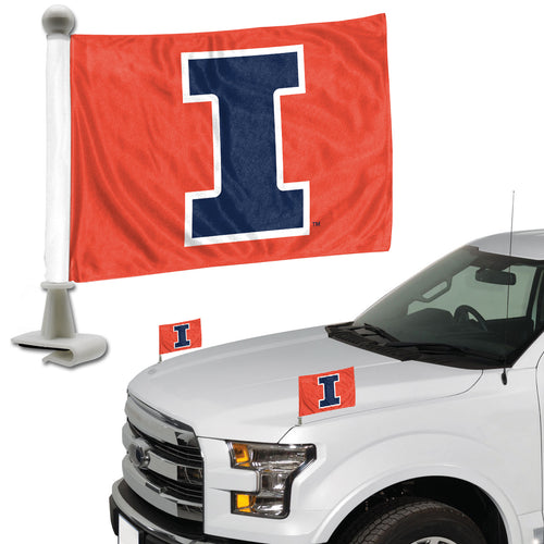 University of Illinois Ambassador auto flag by Logo Brands, featuring the university's logo and colors on a hanging flag for vehicles.