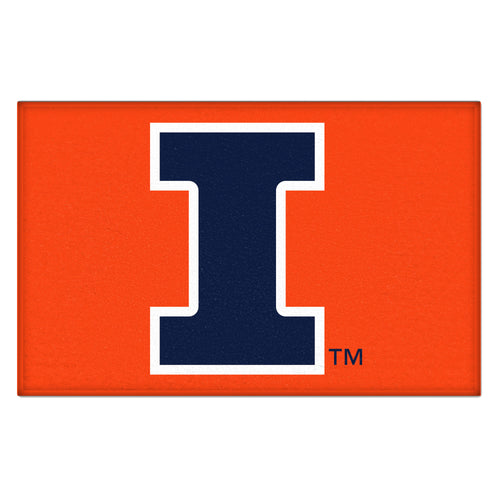 University of Illinois starter mat by Logo Brands, featuring the university logo and colors, ideal for fan display or tailgating.