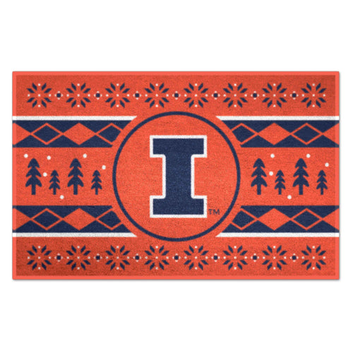 University of Illinois holiday sweater starter mats by Logo Brands, featuring festive Illinois-themed designs on soft mats.