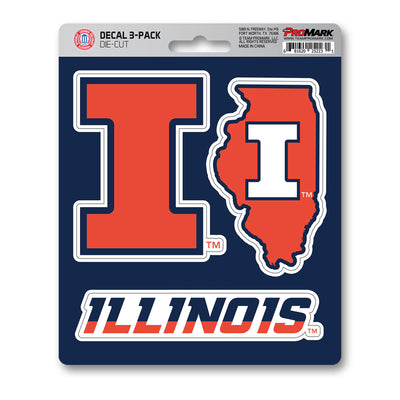 University of Illinois Decal 3-pk