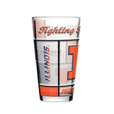 Illinois 16oz Quilted Stained Pint Glass