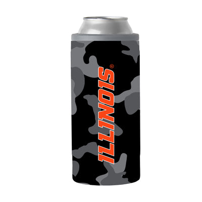 Illinois Black Camo 12oz Slim Can Coolie