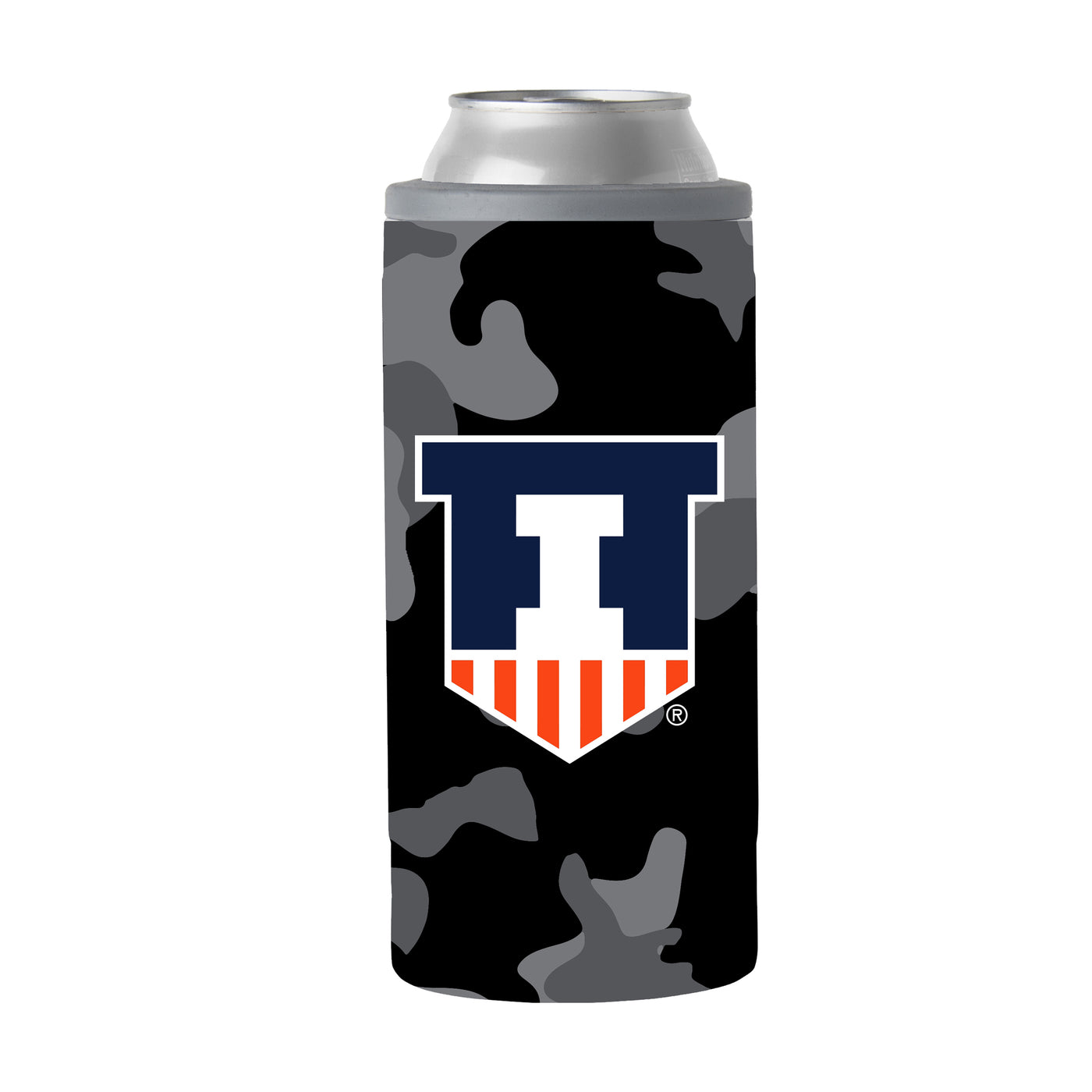 Illinois Black Camo 12oz Slim Can Coolie