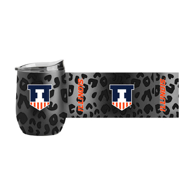 Illinois Leopard 16oz Black Powdercoat Curved Beverage