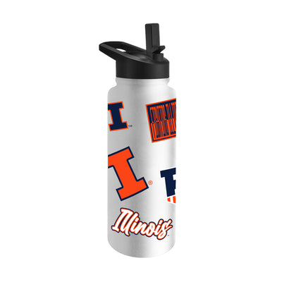 Illinois 34oz White Dreamweave Quencher Bottle