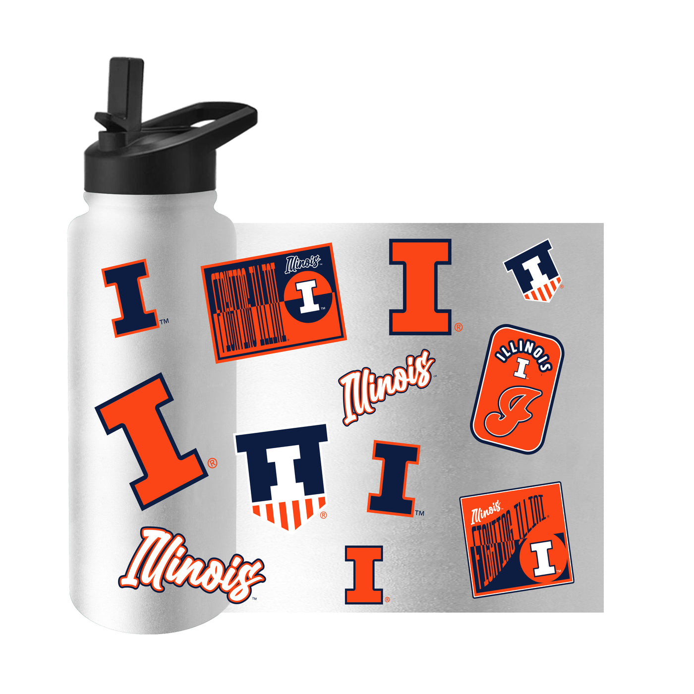 Illinois 34oz White Dreamweave Quencher Bottle