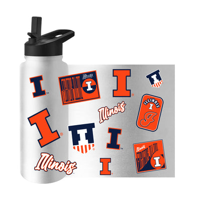 Illinois 34oz White Dreamweave Quencher Bottle