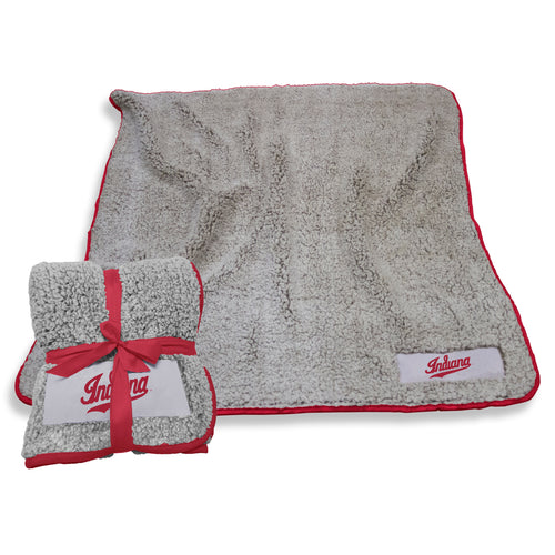 Indiana Cardinal Frosty Fleece blanket by Logo Brands, featuring a cozy red and white cardinal design on soft fleece fabric.