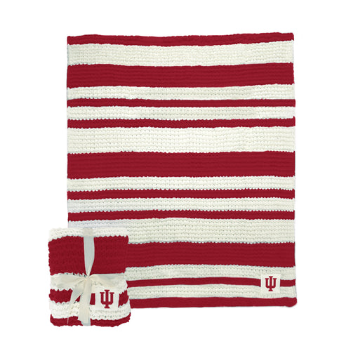 Indiana Cable Knit Throw Blanket by Logo Brands, 50x60 inches, cozy cable-knit design in neutral tones.