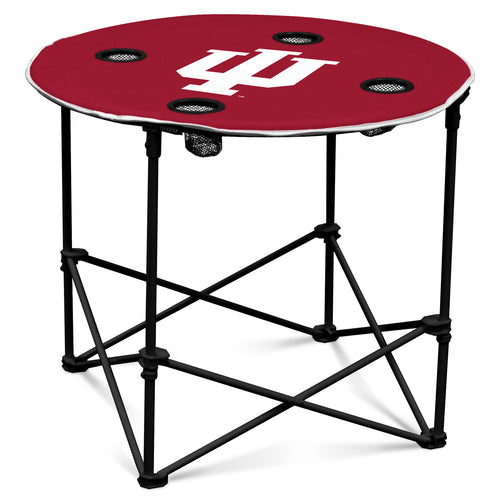 Indiana round table by Logo Brands, sturdy furniture piece with a wooden finish and smooth round tabletop.