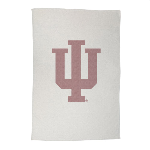 Indiana Sublimated Oversized Sweatshirt Blanket from Logo Brands, soft and cozy blanket with Indiana design, laid flat showing detailed print.