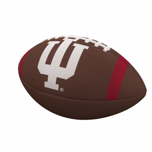 Official Indiana Team Stripe composite football by Logo Brands, showing white and Indiana team colors with stripe design.
