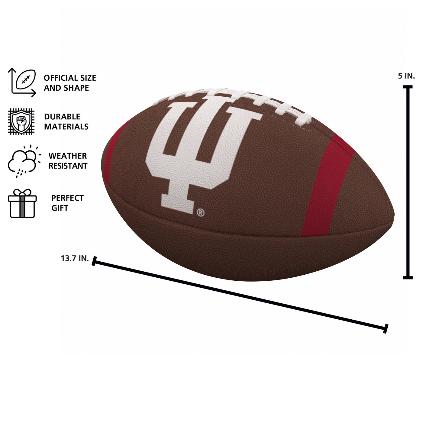 Indiana Team Stripe Official-Size Composite Football - Logo Brands