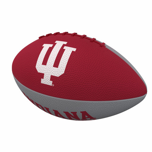 Junior size Indiana Pinwheel rubber football by Logo Brands, designed for recreational play, with vibrant colors and textured surface.