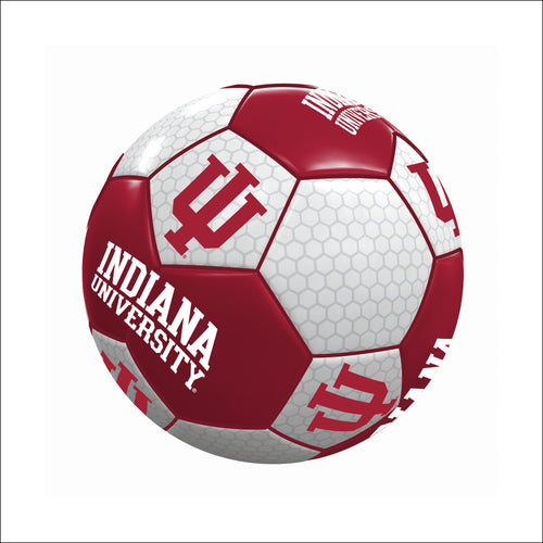 Mini Indiana soccer ball by Logo Brands, recreation-sized sports ball with classic team logo design on white background.