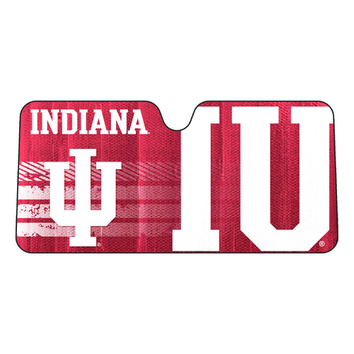Indiana University auto shade by Logo Brands, featuring team logo and university colors, designed to block sunlight in vehicles.