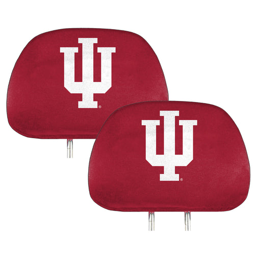 Indiana University printed headrest cover for auto seats by Logo Brands, featuring IU logo and university colors.