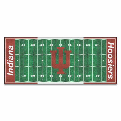 Indiana University Football Field Runner mat by Logo Brands, featuring team logo and field design, ideal for sports-themed decor.