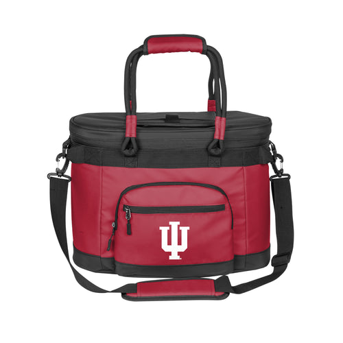 Indiana 35 Can Flex Cooler by Logo Brands, soft-sided cooler with zippered top and carry handle, designed for outdoor use.