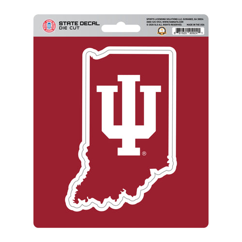 Indiana University state shape decal by Logo Brands, featuring a detailed map design for university spirit and decoration.