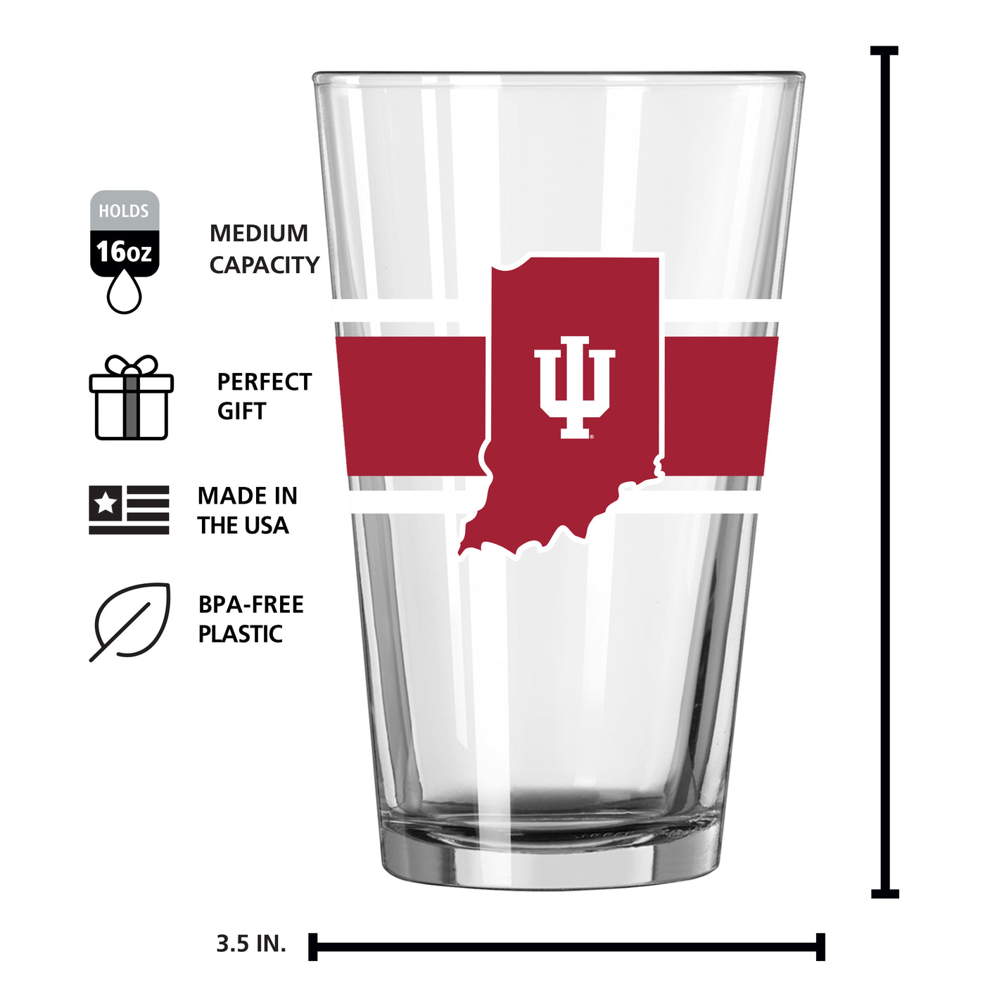 Indiana 16oz Stripe Pint Glass - Logo Brands