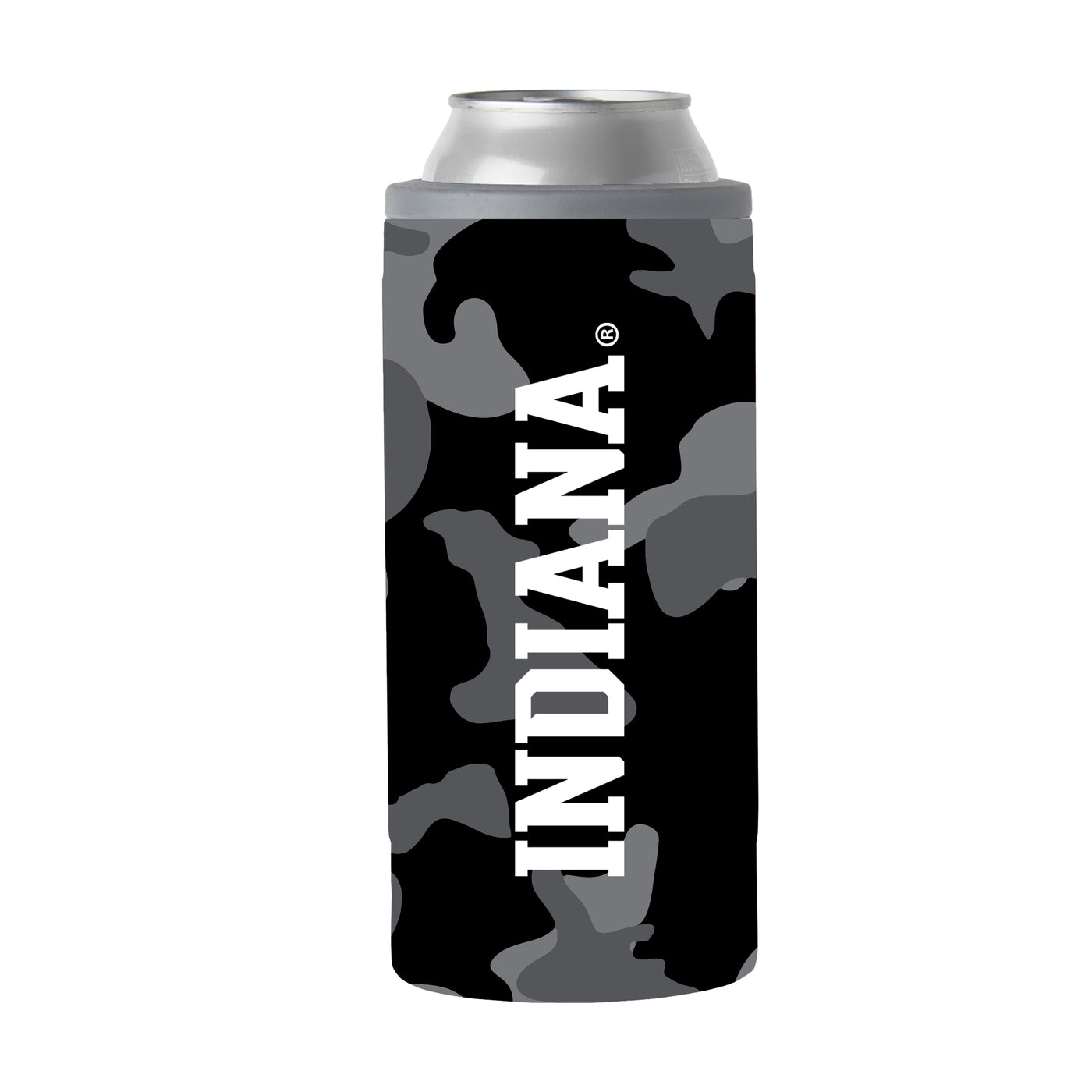Indiana Black Camo 12oz Slim Can Coolie