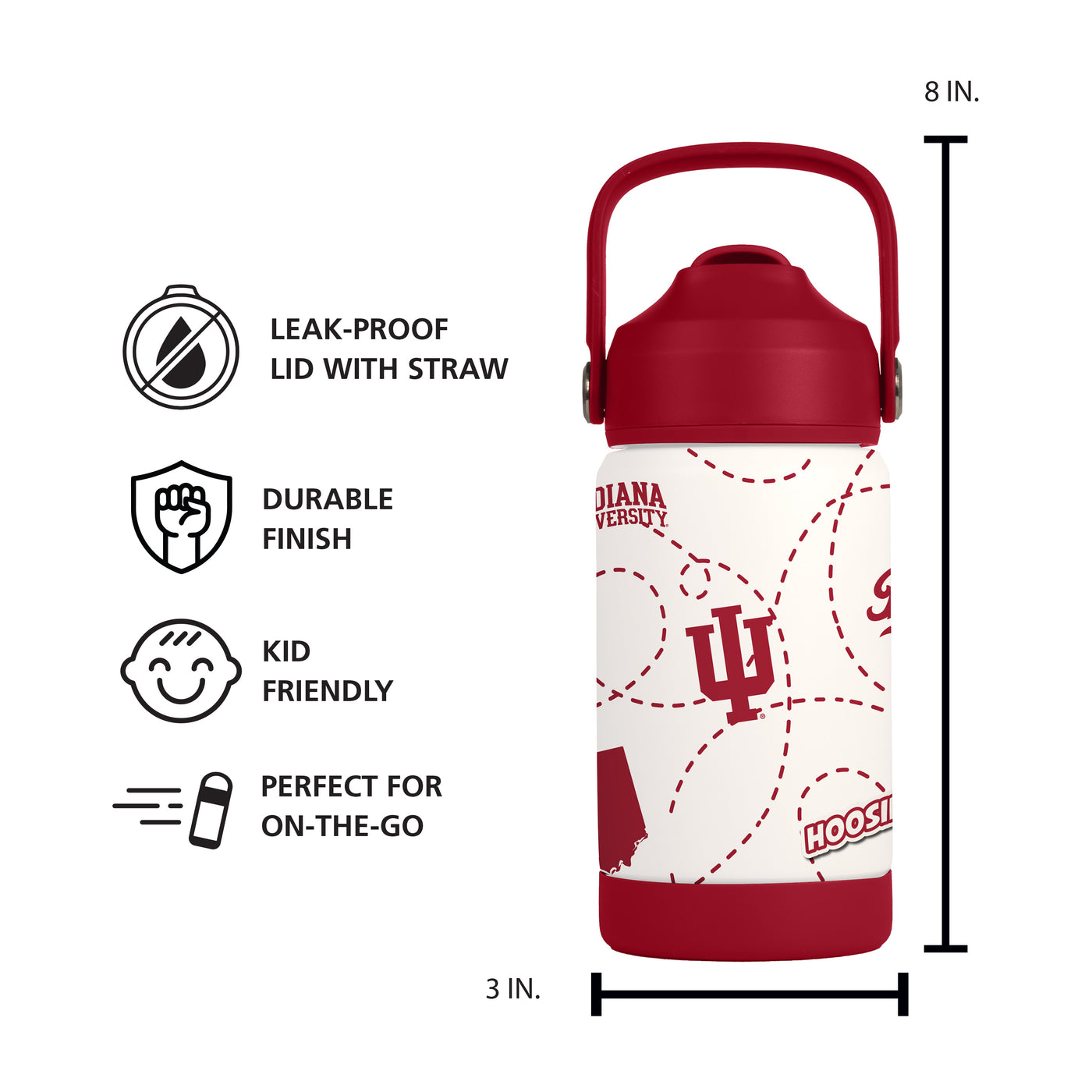 Indiana 12oz Mascot SS Kids Bottle