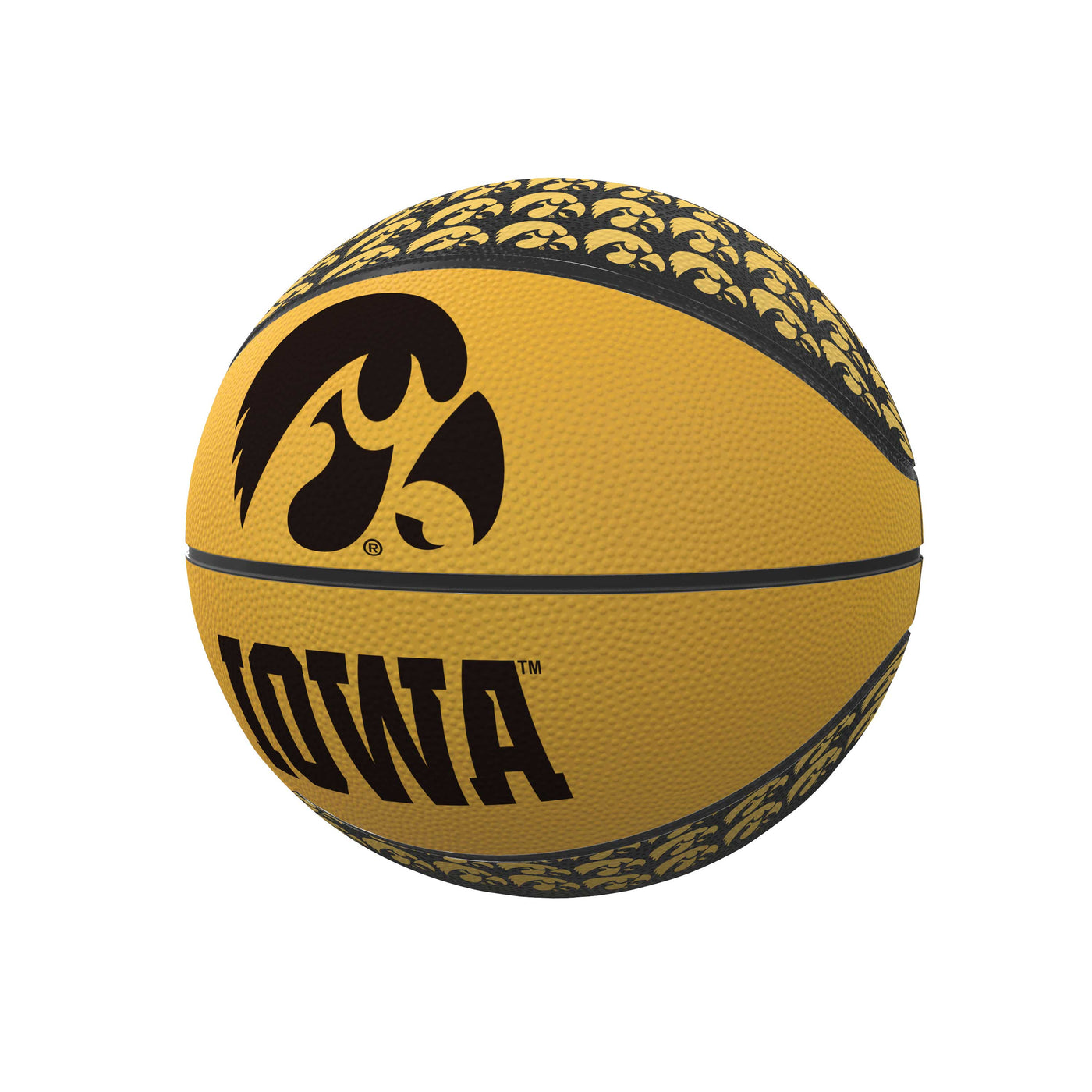 Iowa Repeating Logo Mini-Size Rubber Basketball - Logo Brands