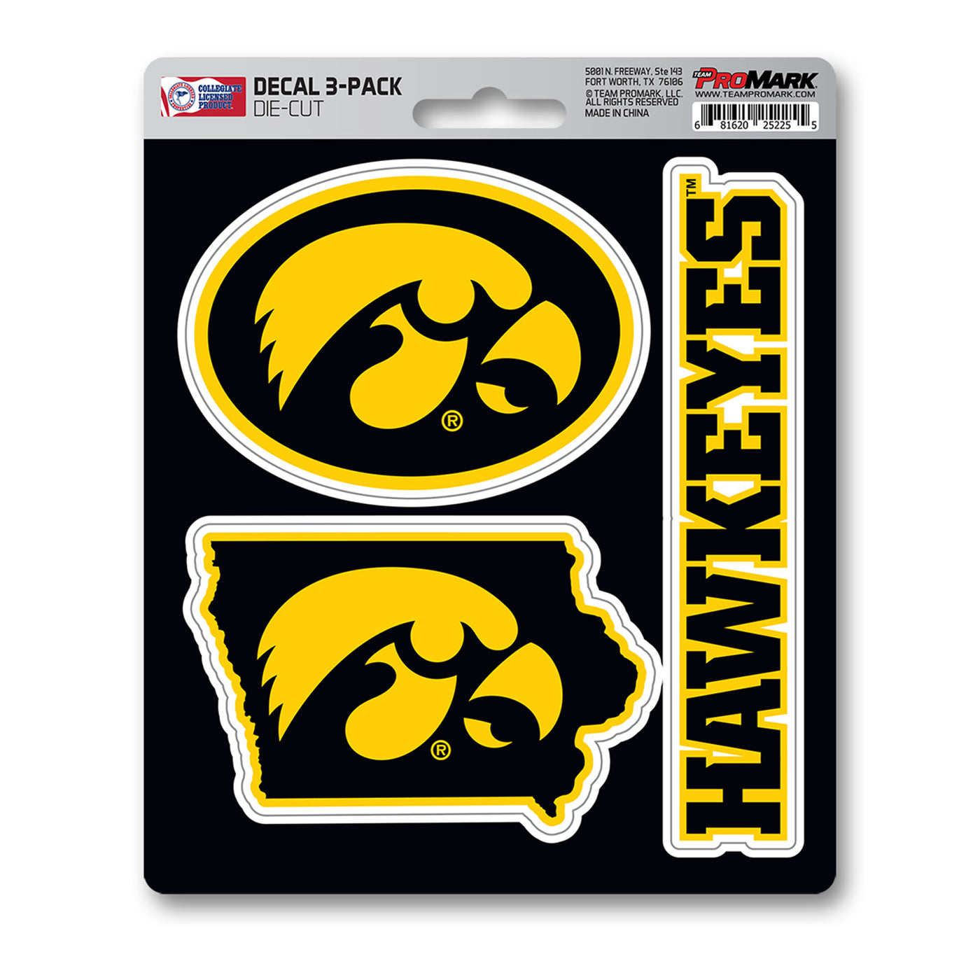 University of Iowa Decal 3-pk