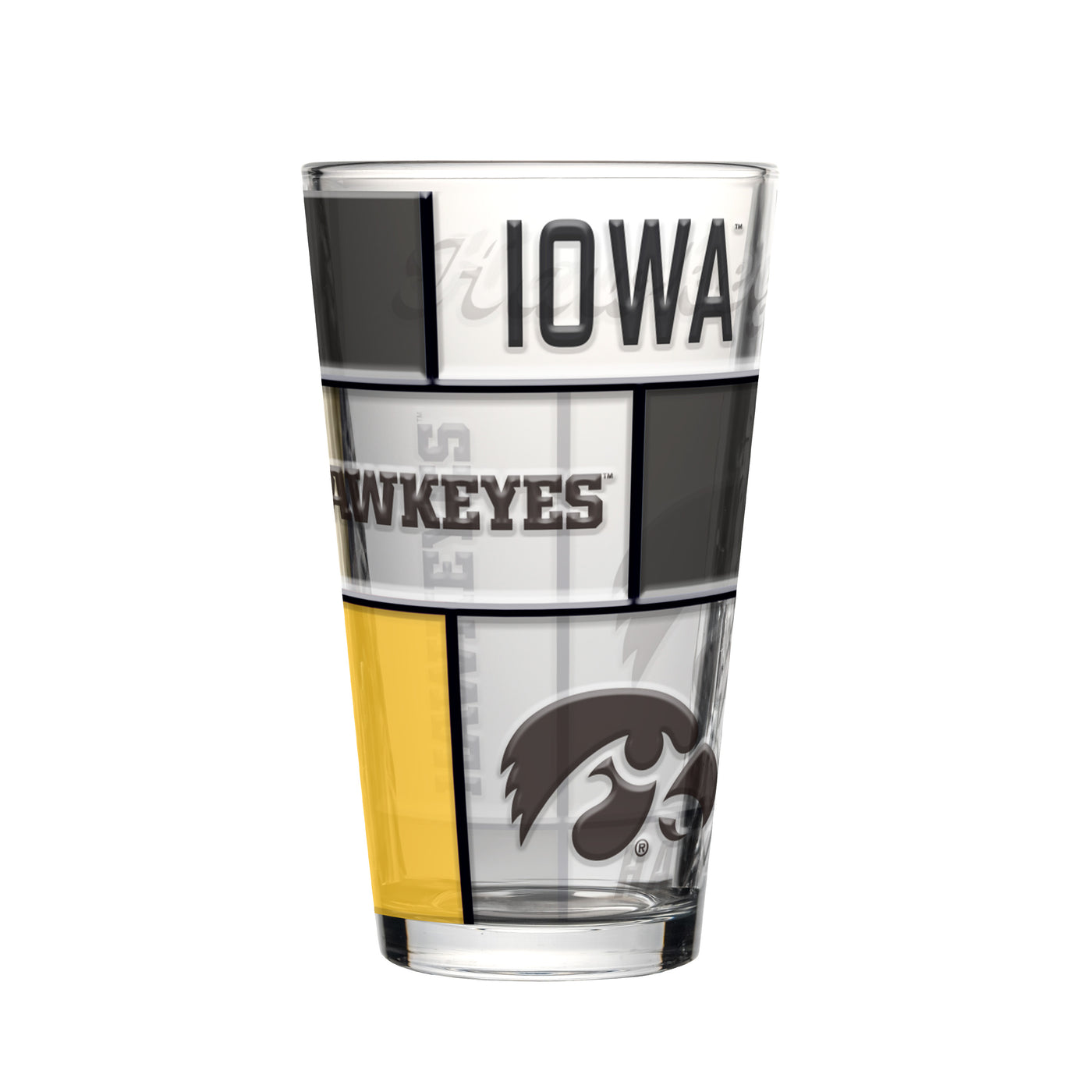 Iowa 16oz Quilted Stained Pint Glass