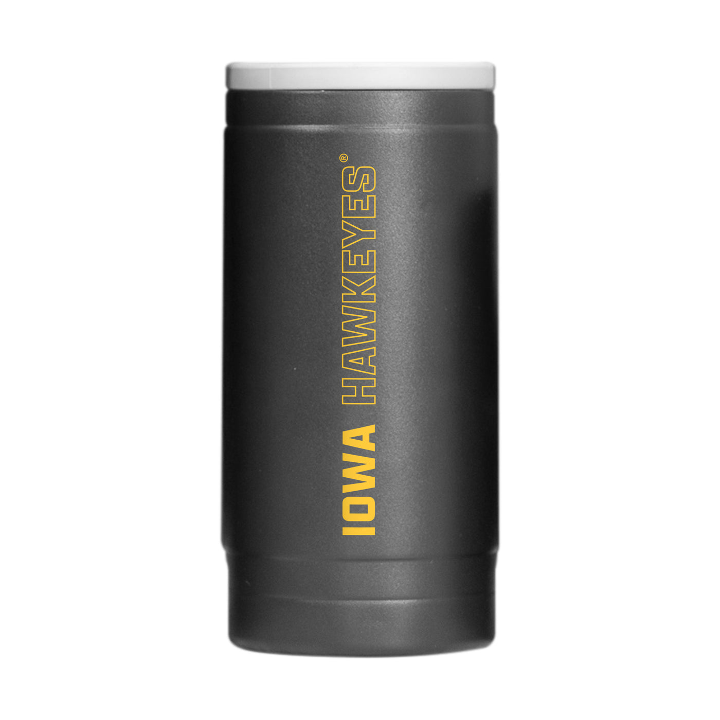 Iowa 12oz Stacked Black Powder Coat Slim Can Coolie