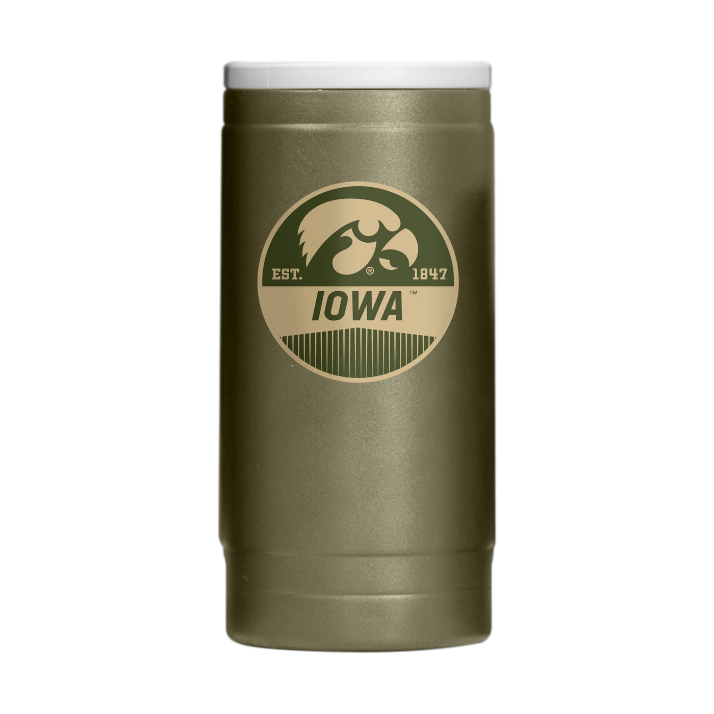 Iowa  Badge Powder Coat Slim Can Coolie