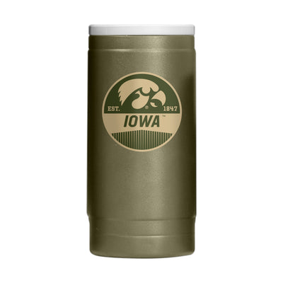 Iowa  Badge Powder Coat Slim Can Coolie