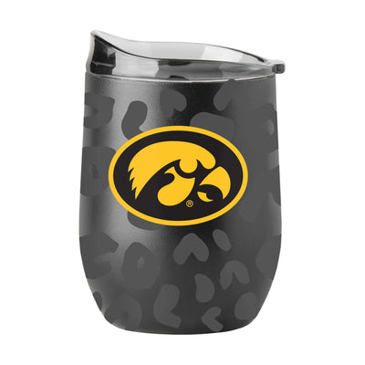 Iowa Leopard 16oz Black Powder Coat Curved Beverage - Logo Brands