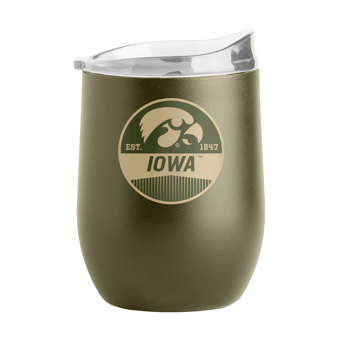 Iowa 16oz Badge Powder Coat Curved Beverage - Logo Brands