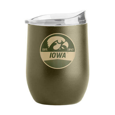 Iowa 16oz Badge Powder Coat Curved Beverage - Logo Brands