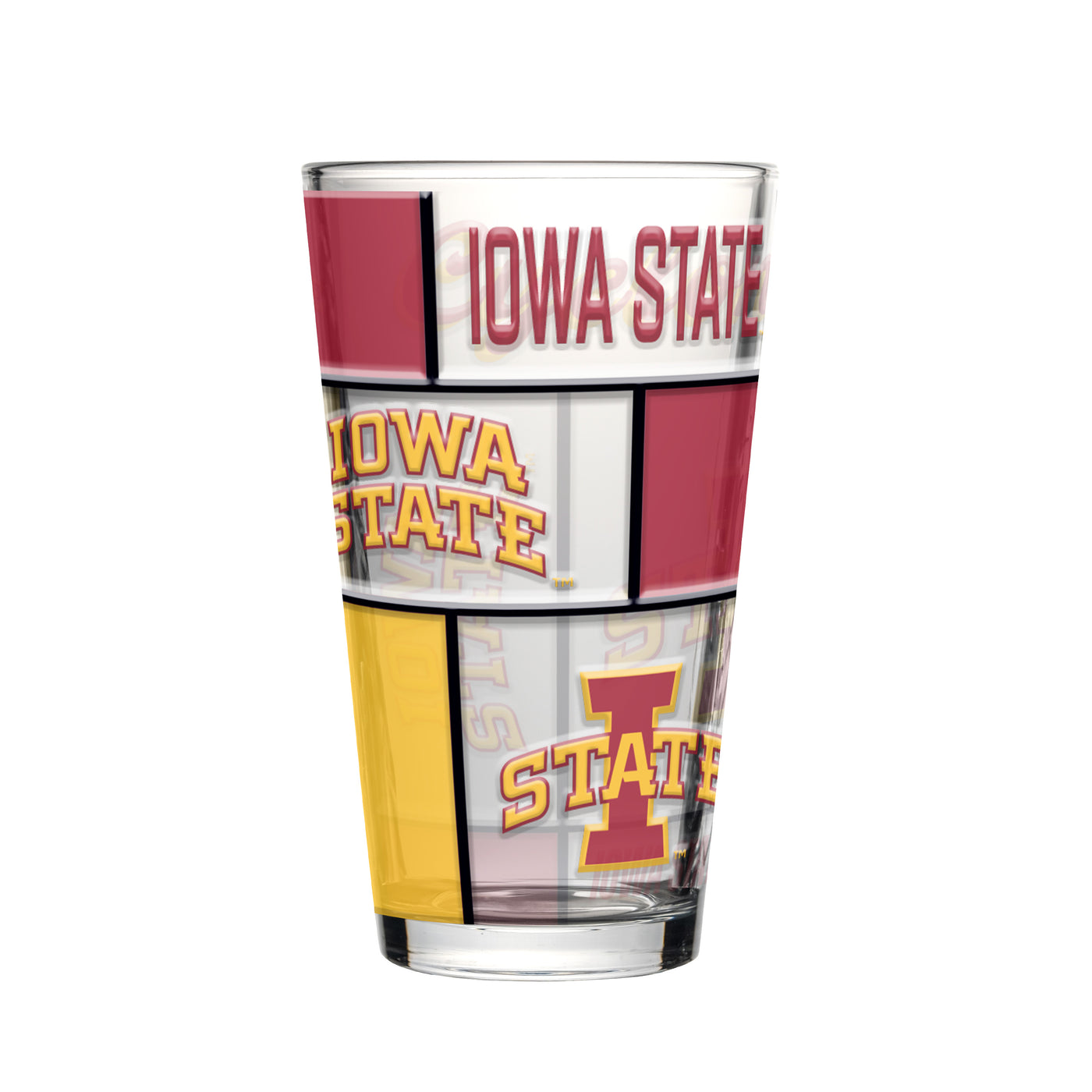 Iowa State 16oz Quilted Stained Pint Glass