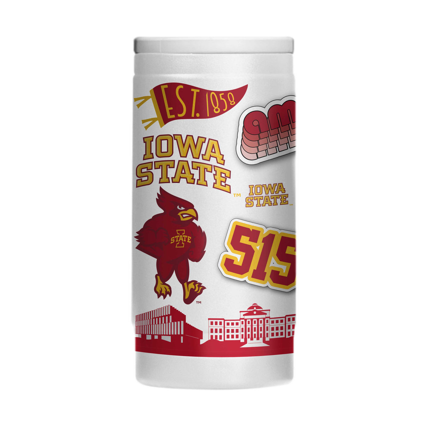 Iowa State 12oz Native Powder Coat Slim Can Coolie